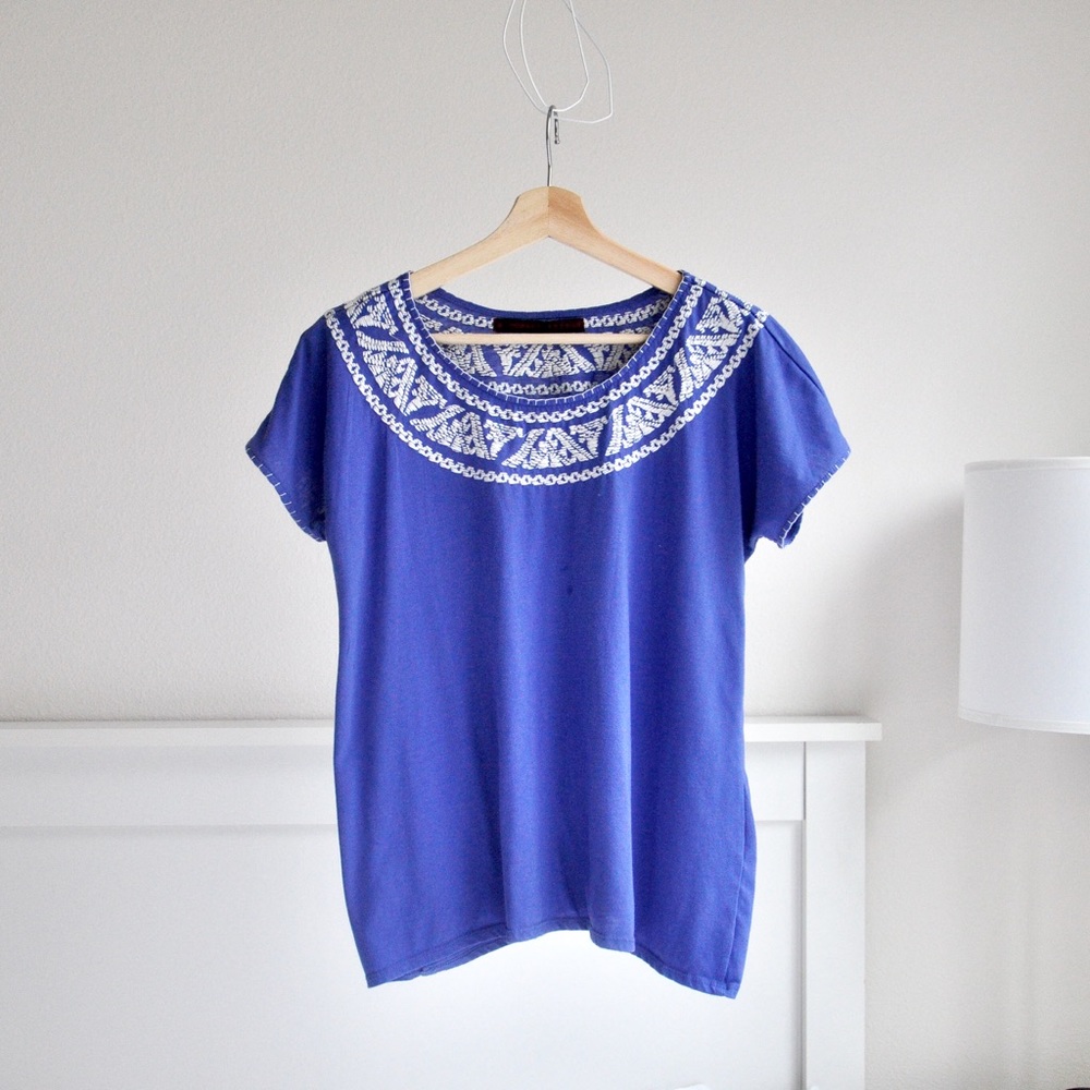 Anthropologie Embroidered Tee - Size M